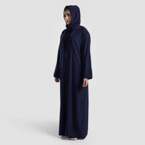 Abaya élégante bleu marine Modest Elite, silhouette droite avec un élément de mode simple - Product Image 3