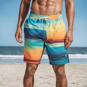 Bañador de secado rápido para hombre, shorts de satén a la moda, con patrón sólido para ropa de playa formal, modelos de traje de baño al por mayor OEM - Product Image 3