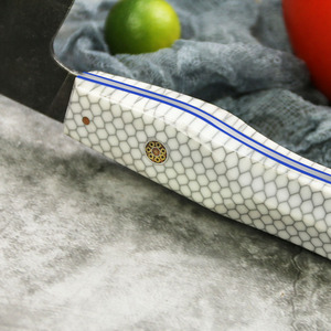 Venta al por mayor pedidos a granel personalizados OEM ODM servicio Venta caliente cuchillo de chef de acero con mango de malla de aluminio de resina cuchillo de cocina - Product Image 5