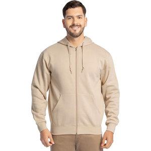 Sweat à capuche streetwear à fermeture éclair, coupe moderne, tons neutres, confort quotidien, ajustement facile, tissu texturé - Product Image 1