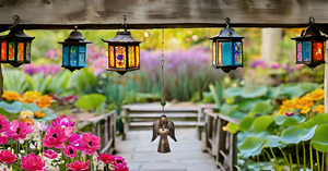 Adornos de jardín colgantes de pared de Metal de estilo Vintage indio incluye campana elefante camello cabra Vaca y forma de hada - Product Image 4