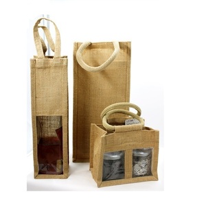 Bolsas DE YUTE Y vino ecológicas para una sola botella con asas de cuerda elegantes, soporte de transporte con logotipo personalizado para compras de vino - Product Image 3