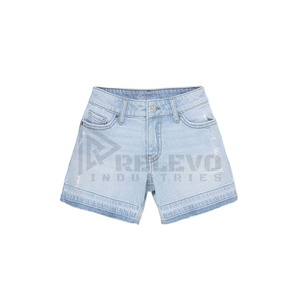 Shorts en jean unisexe personnalisés, style streetwear hip-hop, respirants, sans taille élastique, coupe oversize, vêtements de mode, fournisseur en gros - Product Image 1