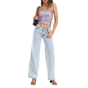 Camiseta de Sublimación con Diseño de Cubo de Dulces de Calabaza para Mujer |   Top bandeau corto sin tirantes color lavanda |   Disfraz de Halloween Adorable - Product Image 5