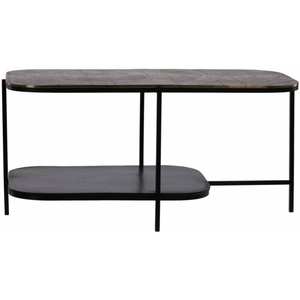 Mesa de centro pequeña rectangular de doble cubierta, sala de estar de Metal dorado, muebles superiores negros de lujo - Product Image 3