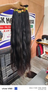 Indien brut Temple unique donneur soyeux noir Remy cheveux Bundle Super Double dessiné cheveux se termine brillant en vrac cheveux tissage Extension - Product Image 3