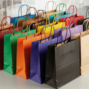 Recyclable Eco-Friendly Coated Paper Bag with Lamination and Die Cut Handles for Retail Grocery Takeaway Use - Product Image 6