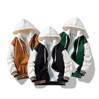 Blousons universitaires en coton respirant et antibactérien, entièrement boutonnés, à capuche, pour hommes – Tailles plus grandes, manteaux décontractés de style baseball, vente en gros OEM personnalisée