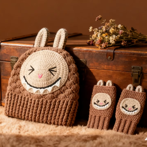 Gorro de Felpa Grueso y Cálido para Otoño e Invierno, Hecho a Mano, 100% Algodón, Diseño de Dibujos Animados, Venta al Por Mayor para Negocios - Product Image 4