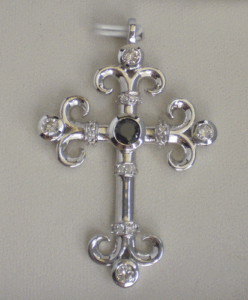 Pendentif diamant noir avec diamants blancs, breloques diamantées exquises - Product Image 1