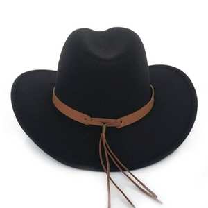 Venta al por mayor personalizado Simple colorido hombres mujeres PU banda de cuero fieltro moda invierno cálido estilo occidental sombreros de vaquero para Unisex - Product Image 2
