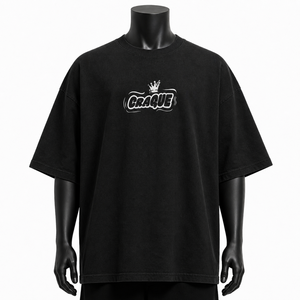 T-shirt en coton noir surdimensionné personnalisé pour homme, style streetwear, imprimé graphique, coupe ample, décontracté, été, vintage, délavé - Product Image 1