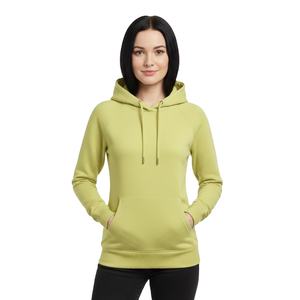 Sudadera con capucha de lujo verde lima empolvado para mujer, ajuste ceñido, de alta calidad, de algodón y forro polar, al por mayor, lisa, tipo jersey - Product Image 1