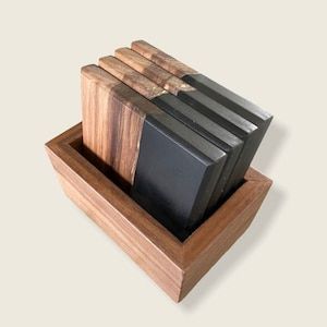 Posavasos de madera de nogal de resina epoxi de lujo personalizables, soporte promocional Premium para bebidas, decoración del hogar - Product Image 5