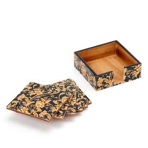 <b>Coasters</b> <b>With</b> <b>Holder</b> Enamel Coated <b>Coaster</b> <b>Set</b> MDF <b>Coasters</b> From Tradnary - Product Image 2