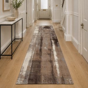 Tapis RUGS DEPOT LXDP-0278 en chenille, motif géométrique contemporain imprimé numériquement, couleur terre cuite dorée, lavable en machine, antidérapant, vente en gros - Product Image 5