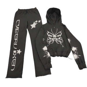 Sweat-shirts à capuche en coton 100% avec impression en relief 420GSM, survêtement pour hommes, impression sérigraphique, pantalon d'entraînement personnalisé - Product Image 1