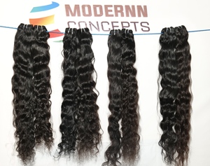 Extensions de cheveux humains au temple noir ondulé naturel à double trame bon marché en gros Vagues afro indiennes brutes non transformées Vague profonde en vrac - Product Image 5