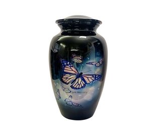 Urna Funeraria Moderna de Aluminio Rosa con Diseño de Mariposa para Cenizas Humanas, Recuerdo Conmemorativo Hecho a Mano, Capacidad de 3-4L, Personalizable - Product Image 5