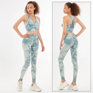 3D impreso elegante gimnasio mujeres chándal diseño de alta calidad transpirable 2 piezas Conjunto personalizado 100% algodón entrenamiento Yoga conjunto - Product Image 5