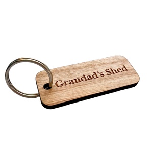 Porte-clés design en bois pour cadeaux, gravable au laser, imprimable et inscriptible pour la journée de l'amitié, en forme de rectangle - Product Image 1