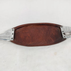 Plateau de service en bois poli fait main, écologique, décor unique, pour fêtes et rassemblements, artisanat indien en gros à prix abordable, Galore CTR - Product Image 1