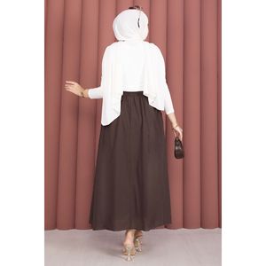 Falda Deportiva Marrón de Verano con Cinturón, Bolsillos, Pliegues y Volantes, Transpirable, de Algodón y Chifón, Estilo Coreano, Talla XS, para el Trabajo - Product Image 4