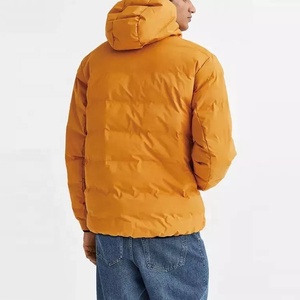 Chaquetas acolchadas cálidas para hombre, chaqueta acolchada con cremallera personalizada, abrigo de plumón de burbujas relleno de color sólido, chaquetas con capucha - Product Image 3