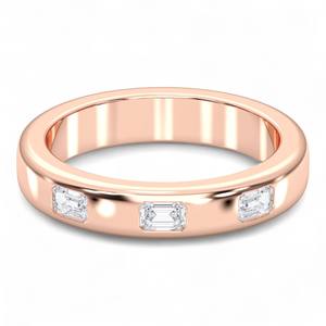 Anillo de boda de 3 piedras de diamante de corte esmeralda cultivado en laboratorio de 0,24 quilates de 2/VS hecho en plata de ley para mujer - Product Image 2