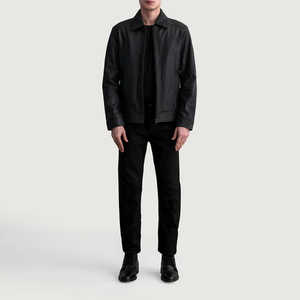 Chaqueta de Cuero Moderna y Cómoda con Cierre, Transpirable, para Hombre, Estilo Urbano para Invierno, con Cuello Alto - Product Image 5