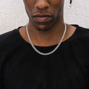 Impresionante Cadena Cubana con Diamantes Cultivados en Laboratorio, Corte Brillante, Plata de Ley, Chapado en Oro, Brillante, Moderno, Estilo Hip Hop, Unisex - Product Image 3