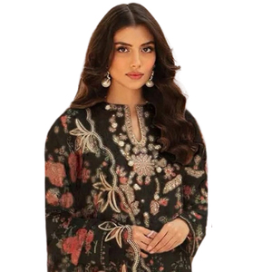 100% Cotton Women's Casual Kurti <b>Shawl</b> Dress High Quality Pakistani Embroidered Lace Zipper Button Party Salwar Kameez - Product Image 2