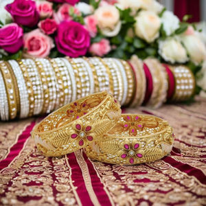 INDIAN JEWELLERY TRADITIONAL and FASHIONABLE ANTIQUE COPPER GOLD PLATED BANGLES and WOMEN WEDDING BANGLES WOMEN and <b>GIRLS</b> - Product Image 3