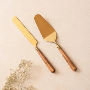Modern Minimal Stainless Steel Cake Server, Stylish Metal Dessert Serving Spatula & <b>Knife</b> <b>Set</b> for Home, Party & Restaurant Use - Product Image 4