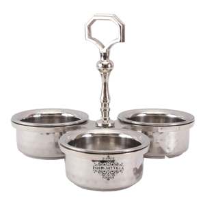 Lot de 3 supports à cornichons perlés avec design martelé en acier pur, porte-cornichons en métal durable - Product Image 1