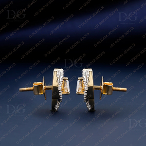 1,40 CT Trillion Cut Labgrown Diamond Halo StudsTwo en un diseño Regalo DE BODA Regalo para ella Regalo para aniversario Halo extraíble - Product Image 3