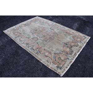 <b>Traditional</b> Beige Green Wool <b>Rug</b> 5.9 X 8.7 ft Classic Aubusson Pattern Vintage Turkish Design for Living Room Hallway Latex - Product Image 2