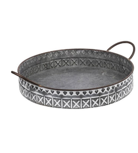 Bandeja de servir galvanizada con asa de madera para uso en cocina y mesa, ideal para servir delicias y postres. - Product Image 5