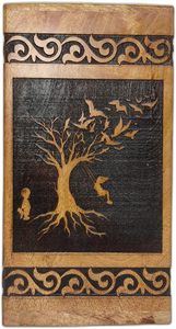 Urnes décoratives Urne en bois Stockage des cendres Fille Swinging Tree Gravure Design Grande crémation personnalisée pour les cendres Bois de manguier - Product Image 2