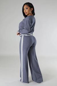 2025 Women's Casual Plus Size Clothing Elegant Loungewear Two-Piece Set with <b>Hoodie</b> Patches New Solid Color - Product Image 2