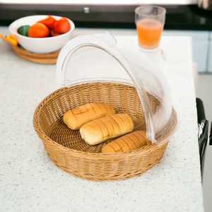 New Design Creative and Classic <b>Wicker</b> Hand-woven Rectangle Fruit Bread Kitchen Organize Tool Rattan <b>Basket</b> <b>With</b> Acrylic <b>Lid</b> - Product Image 5
