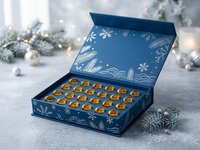 Boîte à bulles personnalisée pour Noël, en papier artistique bleu et argenté, avec pelliculage brillant, motif flocon de neige, capsules de gélules molles, bien-être des fêtes