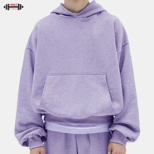 Baggy Cropped Men's Blank Graphic Hoodie No String Fleece 100% algodón Oversized Heavyweight 300gsm Winter - Product Image 5