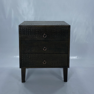 Modern Design Crocodile Skin Faux <b>Foldable</b> Extendable Convertible Bedside <b>Table</b> 3 Drawers Apartment Living Room Bedroom - Product Image 4