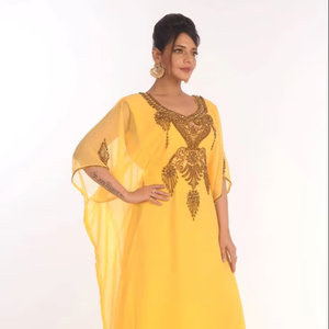 ชุดเดรสยาวถึงพื้นสีเหลืองดูไบโมรอคแคนฟาราอะบายามาซี่สไตล์โมเดิร์นแฟนซี - Product Image 1