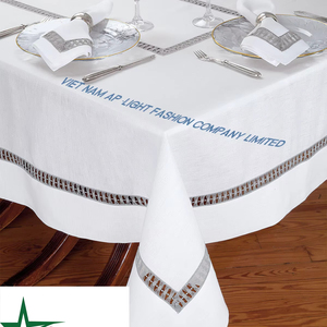 Mantel de Mezcla de Lino y Algodón Hecho a Mano con Elegantes y Lujosos Motivos Bordados, Tamaño Personalizado - Producto Más Vendido - Product Image 1