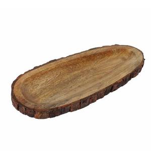 Bandeja de madera de Acacia hecha a mano para restaurante, artículo de vajilla de primera calidad con forma ovalada - Product Image 3