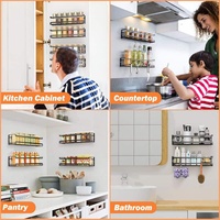 Armoire en métal en fer noir étagère à épices organisateur de cuisine enduit de poudre Durable pour garde-manger maison Restaurant utiliser Base stable à 4 niveaux