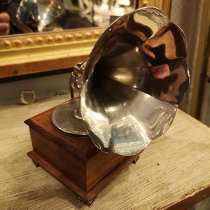 Incroyable gramophone miniature en argent sterling, boîte à musique vinyle, phonographe multifonctionnel rétro antique en argent, corne musicale - Product Image 3