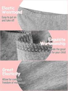 Leggings Modernos para Bebés y Niñas Pequeñas, Lavados, Ligeros, Elásticos, de Punto, Transpirables, con Soporte de Cintura Alta, Sensación Suave para Uso Diario - Product Image 3